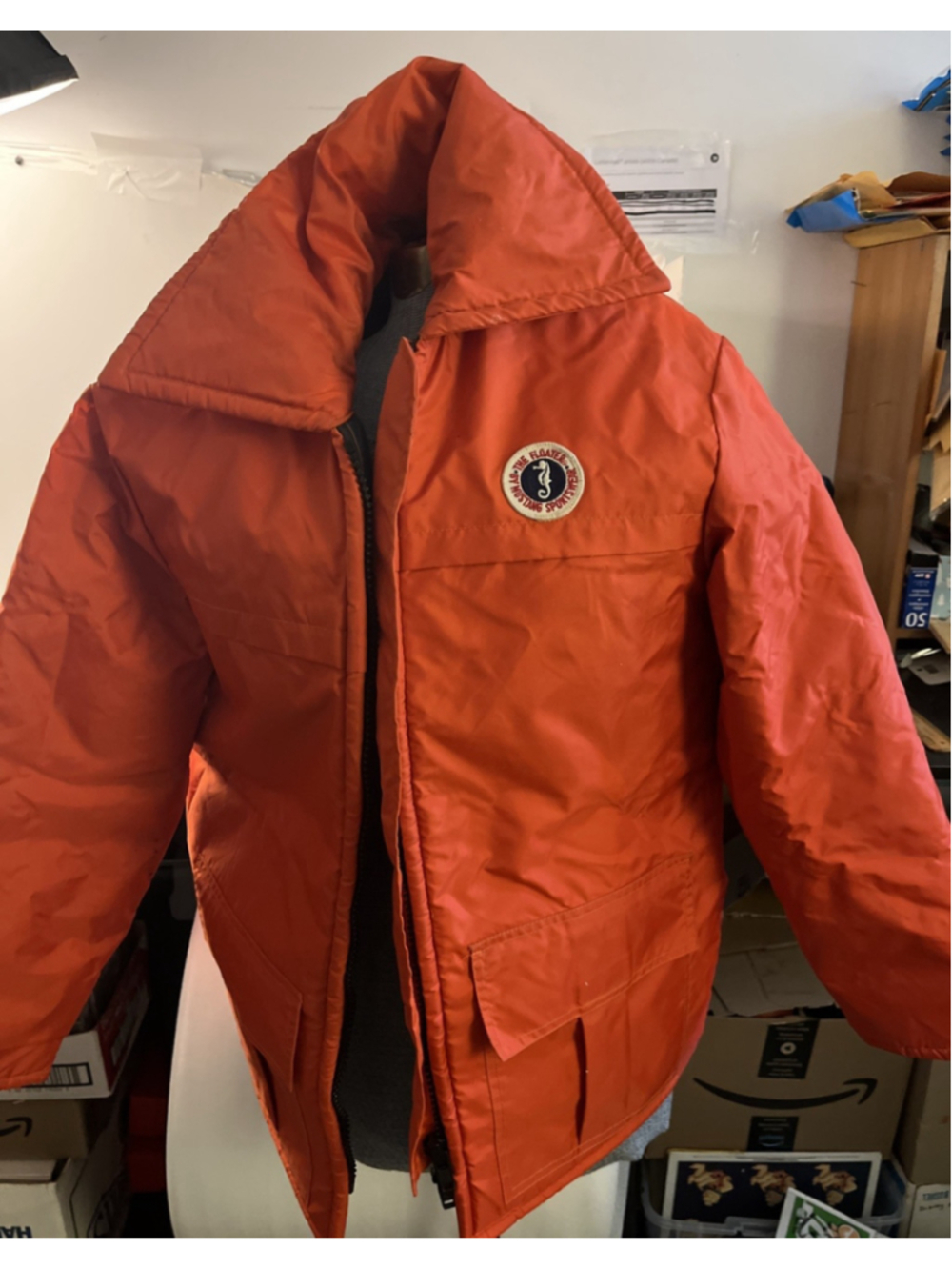Vintage Mustang Sportswear The Floater Jacket Medium Orange PFD Marine Coat